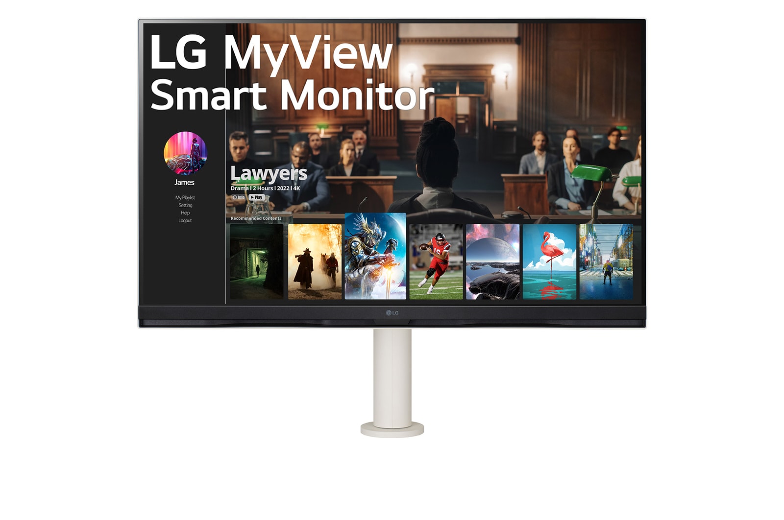 LG Moniteur Smart 4K UHD de 32 po avec webOS et socle ergonomique, 32SQ780S-W