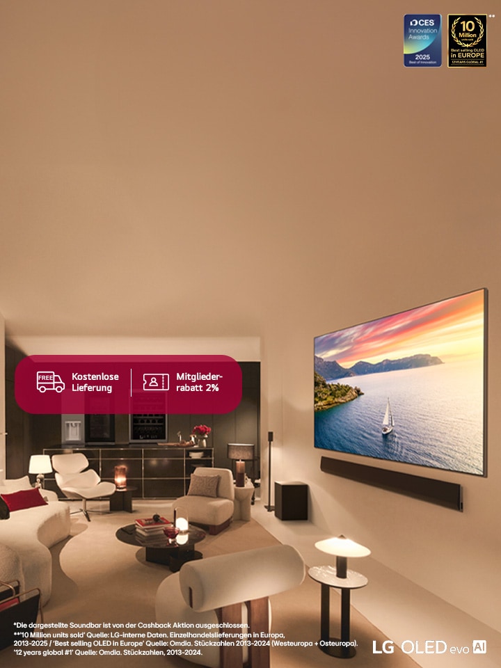Stilvoll schauen, stilvoll leben.  Bis zu CHF 1000.- direkt Cashback auf LGs Gallery-TV!
