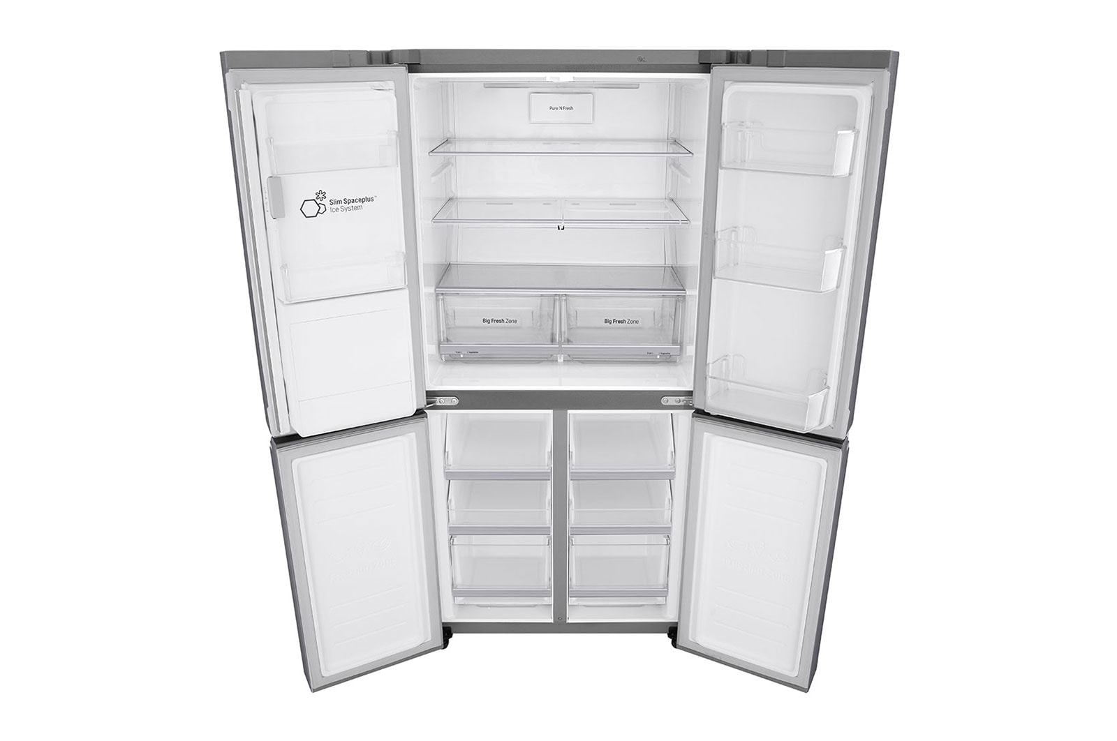 LG Schmaler French-Door-Kühlschrank mit Door-in-Door™ | 506 Liter Kapazität | Eis-, Crushed Ice- und Wasserspender | Door Cooling+™ | Total No-Frost, GML844PZKZ