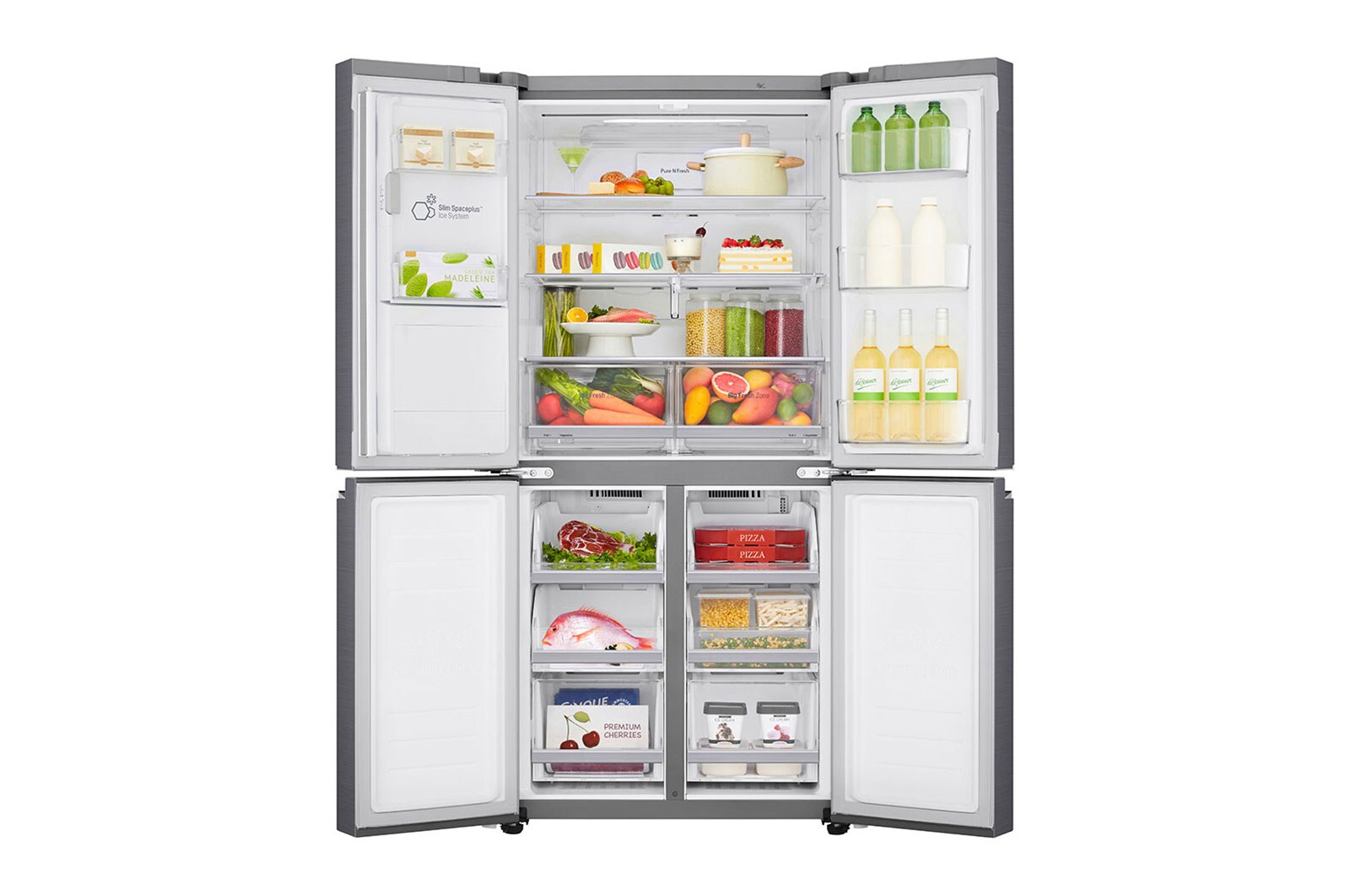 LG Schmaler French-Door-Kühlschrank mit Door-in-Door™ | 506 Liter Kapazität | Eis-, Crushed Ice- und Wasserspender | Door Cooling+™ | Total No-Frost, GML844PZKZ