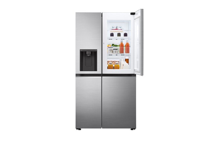 LG Side-by-Side mit Door-in-Door ® | Eis-, Crushed Ice- und Wasserspender  | 635 Liter Kapazität | Energieeffizienzklasse E | Interner Wassertank | Platinum Silver | GSJV51PZTE, GSJV51PZTE