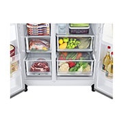 LG Side-by-Side mit Door-in-Door ® | Eis-, Crushed Ice- und Wasserspender  | 635 Liter Kapazität | Energieeffizienzklasse E | Interner Wassertank | Platinum Silver | GSJV51PZTE, GSJV51PZTE