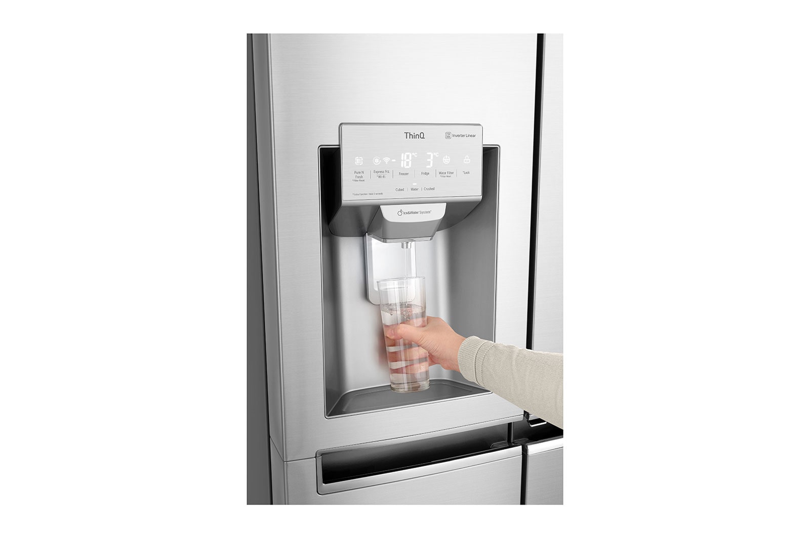 LG Side-by-Side mit InstaView Door-in-Door™ | 601 Liter Kapazität | Eis-, Crushed Ice - und Wasserspender | Festwasseranschluss | Total No Frost | DoorCooling+™ |ThinQ®, GSX960NECE