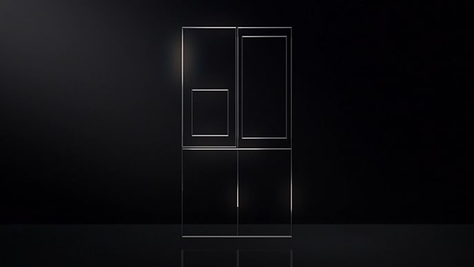 Dünne silberne Kontur, die das Erscheinungsbild des LG SIGNATURE Refrigerator anzeigt. Refrigerator.