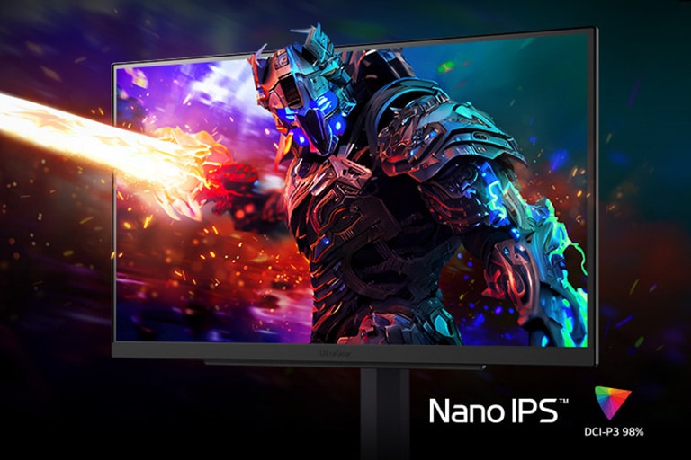 Das Bild eines Roboters auf einem Monitor mit dreidimensionalen, dynamischen Farben.