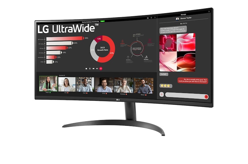 LG 34 Zoll 21:9 Curved UltraWide™ QHD (3440x1440) Monitor mit FreeSync™, 34WR50QC-B