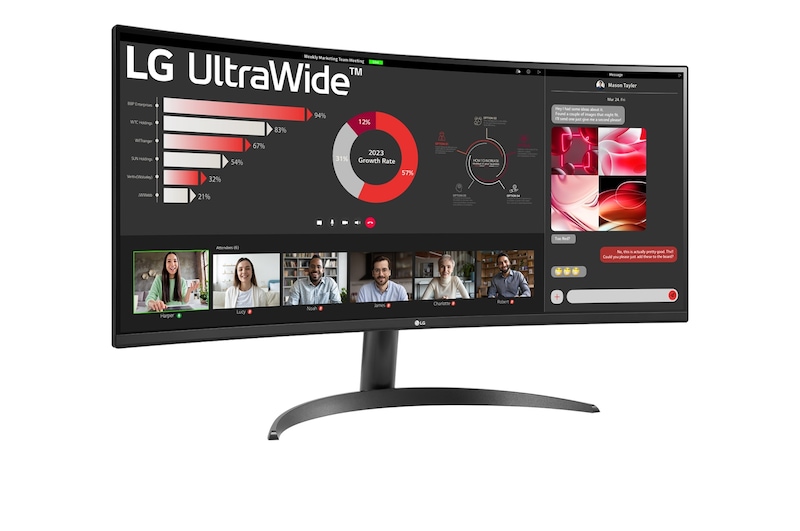 LG 34 Zoll 21:9 Curved UltraWide™ QHD (3440x1440) Monitor mit FreeSync™, 34WR50QC-B