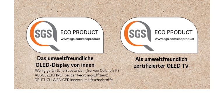 Das Logo der SGS-Zertifizierung auf OLED-Displays und OLED-TV-Geräten.