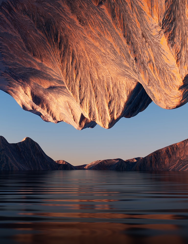 Das Naturbild mit dem Felsenberg, der sich von oben und unten gegenübersteht, zeigt den Kontrast und die Details.