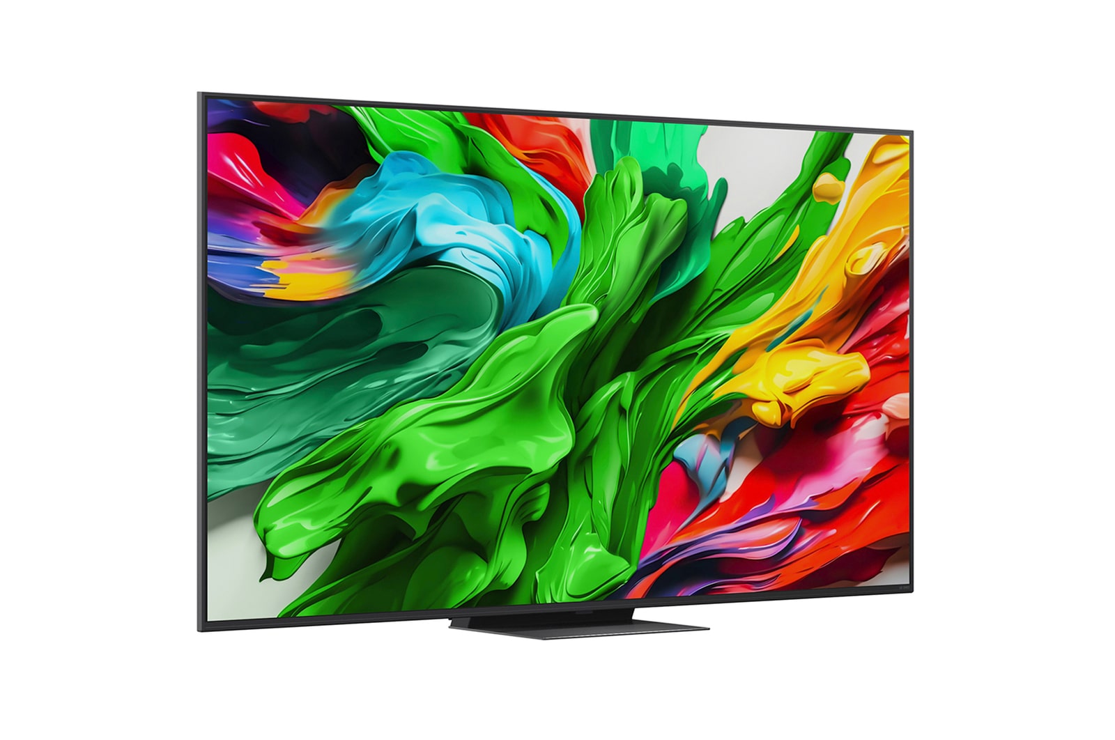 LG AI Magic Remote mit hervorgehobener KI-Schaltfläche. Rundherum befinden sich die verschiedenen Funktionen, auf die ein Benutzer über die Schaltfläche zugreifen kann. AI Voice ID, AI Search, AI Chatbot, AI Concierge, AI Picture Wizard, AI Sound Wizard. Der Text erklärt, dass die LG AI Magic Remote dein KI-Erlebnis mit einer speziellen KI-Schaltfläche vervollständigt und wie eine Maus in der Luft verwendet werden kann. Einfach zeigen und klicken.