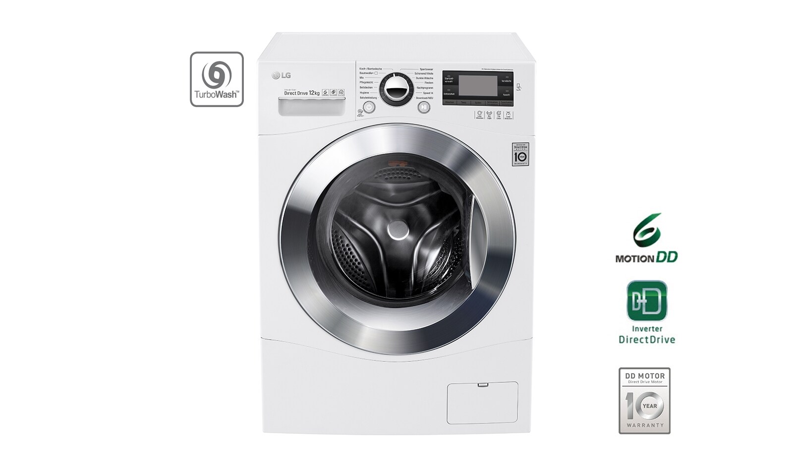 LG Waschmaschine mit TurboWash™, 12 kg Fassungsvermögen und Tag On NFC Funktion, F1495BDN2H