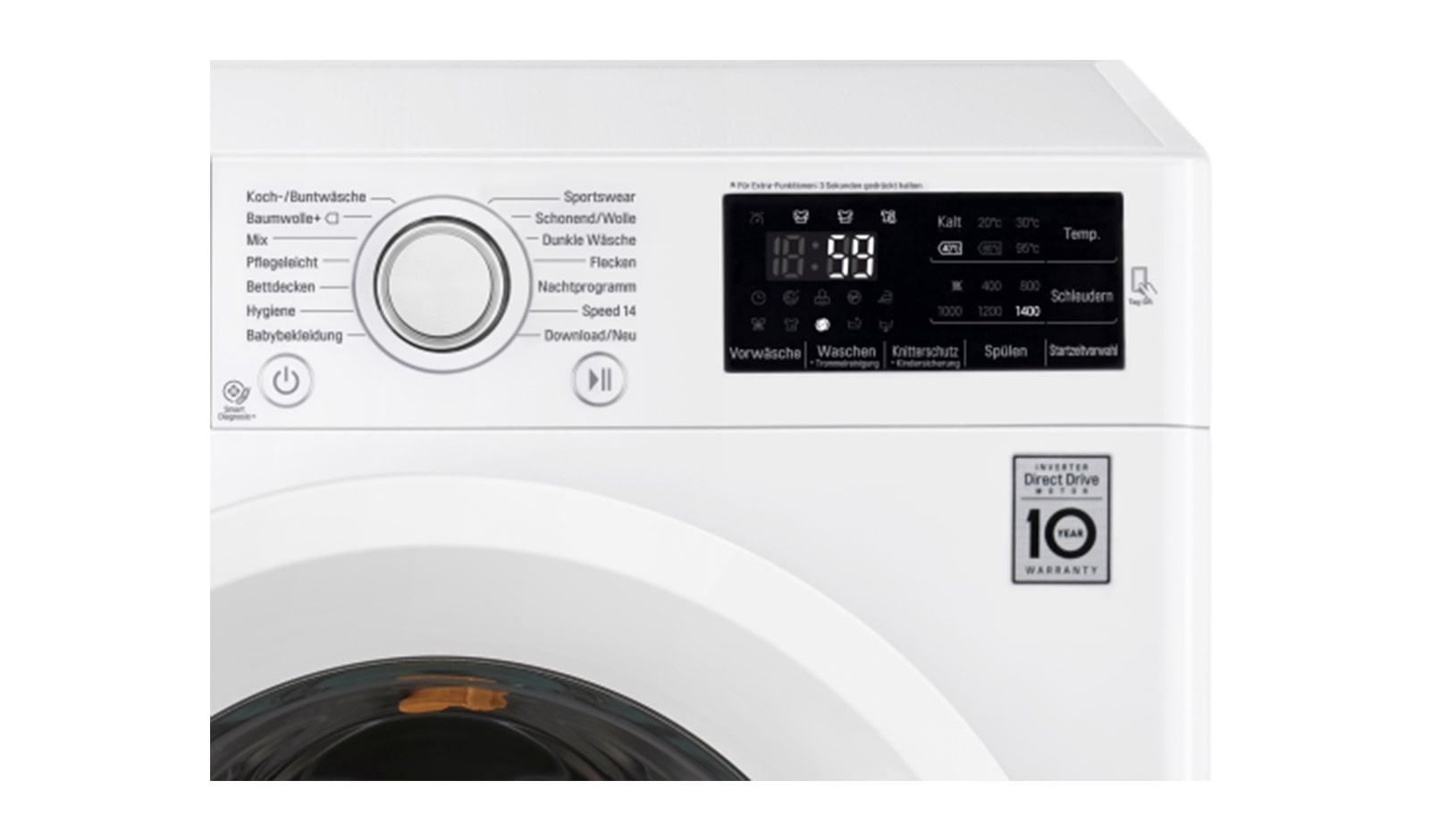 LG Waschmaschine mit 6 Motion Direct Drive™, 9 kg Fassungsvermögen und TurboWash™, F14U2V9KG
