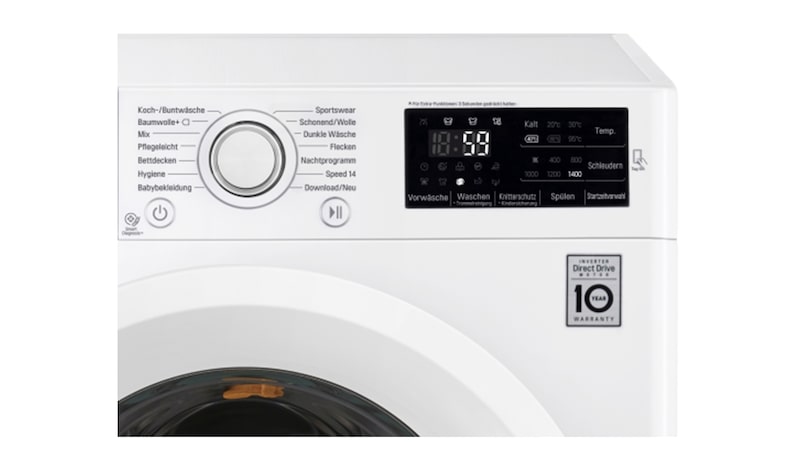 LG Waschmaschine mit 6 Motion Direct Drive™, 9 kg Fassungsvermögen und TurboWash™, F14U2V9KG