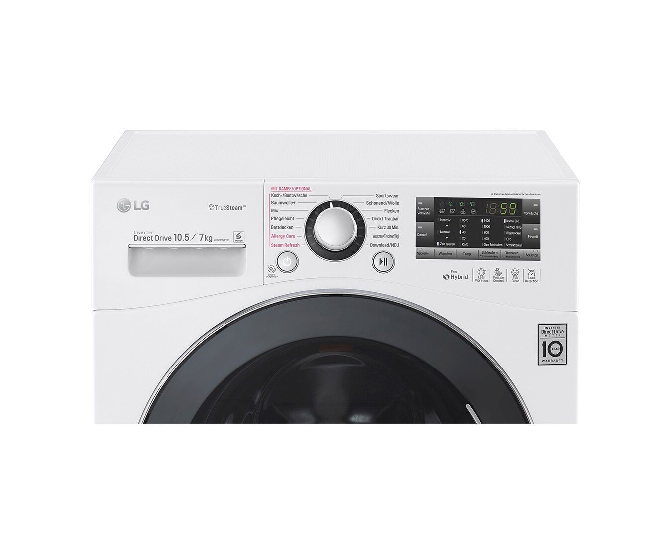 LG Waschtrockner mit ECO Hybrid System, NFC und 6 Motion DIRECT DRIVE™. 10,5 Kg Waschen / 7 kg Trocknen., F14A8JDH2NH