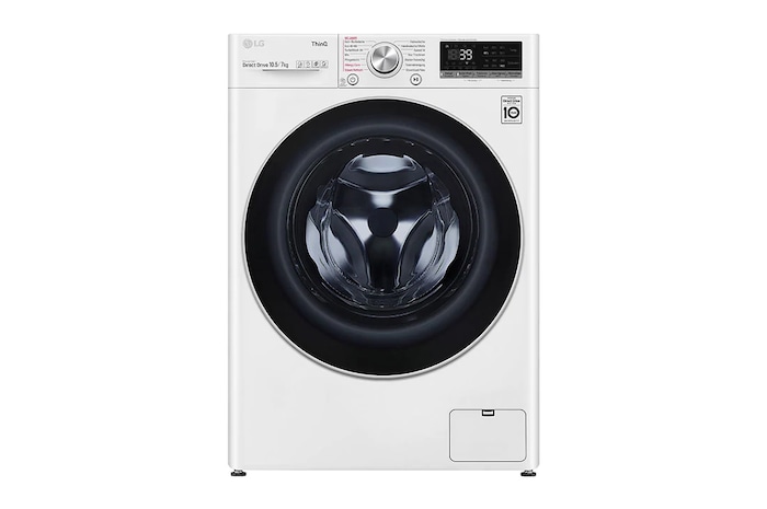 LG Waschtrockner mit AI DD® | 10,5 kg Waschen | 7 kg Trocknen | 1.400 U./Min. | Steam | TurboWash® 360° | Neue Wohlfühl-Trommel | Wi-Fi-Funktion, V7WD107H2E