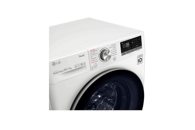 LG Waschtrockner mit AI DD® | 10,5 kg Waschen | 7 kg Trocknen | 1.400 U./Min. | Steam | TurboWash® 360° | Neue Wohlfühl-Trommel | Wi-Fi-Funktion, V7WD107H2E