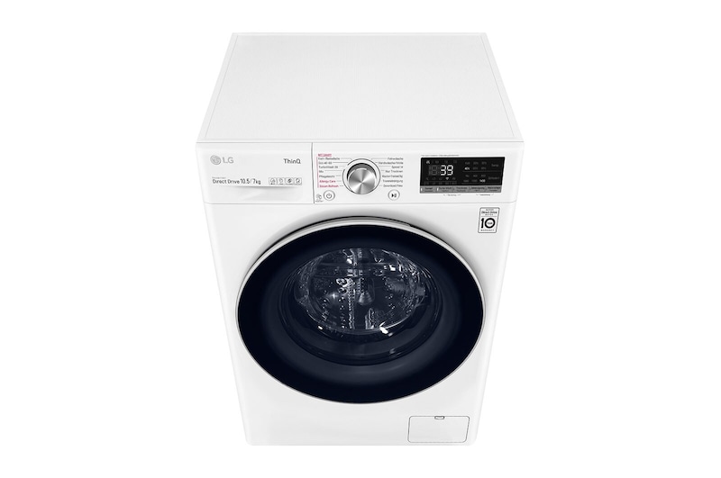 LG Waschtrockner mit AI DD® | 10,5 kg Waschen | 7 kg Trocknen | 1.400 U./Min. | Steam | TurboWash® 360° | Neue Wohlfühl-Trommel | Wi-Fi-Funktion, V7WD107H2E