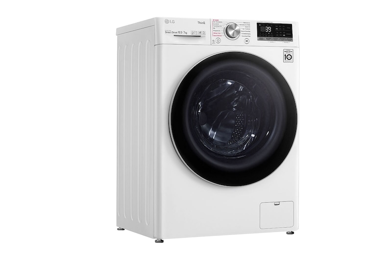 LG Waschtrockner mit AI DD® | 10,5 kg Waschen | 7 kg Trocknen | 1.400 U./Min. | Steam | TurboWash® 360° | Neue Wohlfühl-Trommel | Wi-Fi-Funktion, V7WD107H2E
