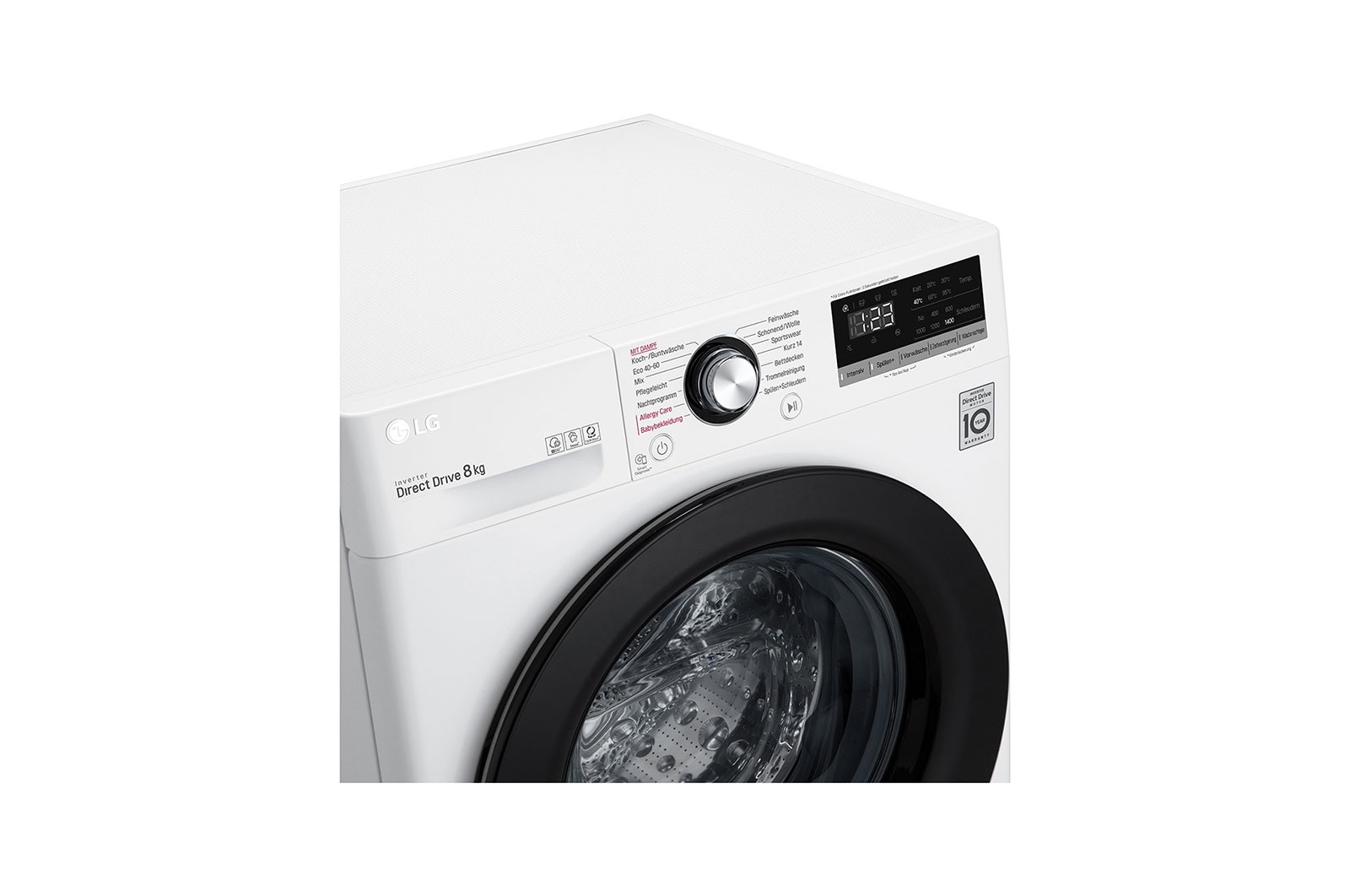 LG Lave-linge avec AI DD® | 8 kg | Classe d'efficacité énergétique C | 1 400 t/mn | Steam | 6 Motion®| Nouveau tambour bien-être, F4WV308SBCH