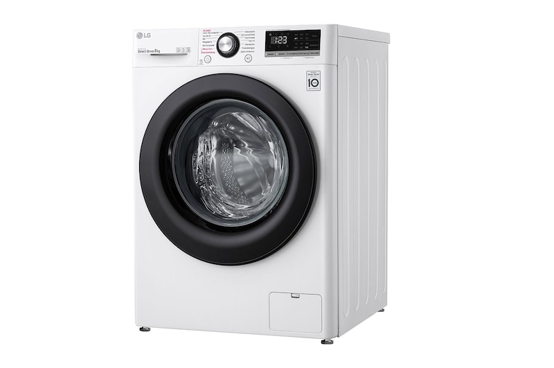 LG Lave-linge avec AI DD® | 8 kg | Classe d'efficacité énergétique C | 1 400 t/mn | Steam | 6 Motion®| Nouveau tambour bien-être, F4WV308SBCH