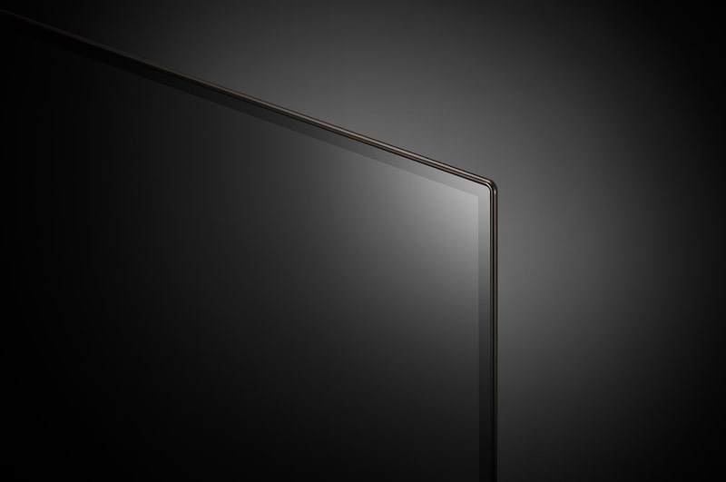 Close-up of LG OLED evo TV, OLED C4 showing the top edge