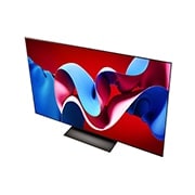 Slightly-angled right-facing side view of LG OLED evo TV, OLED C4