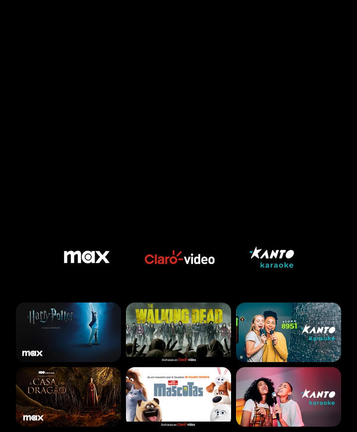 Los logotipos de Paramount+, Rakuten TV, ROXi y Now aparecen en una fila. Debajo de ellos, hay carteles de series de TV y películas exclusivas.