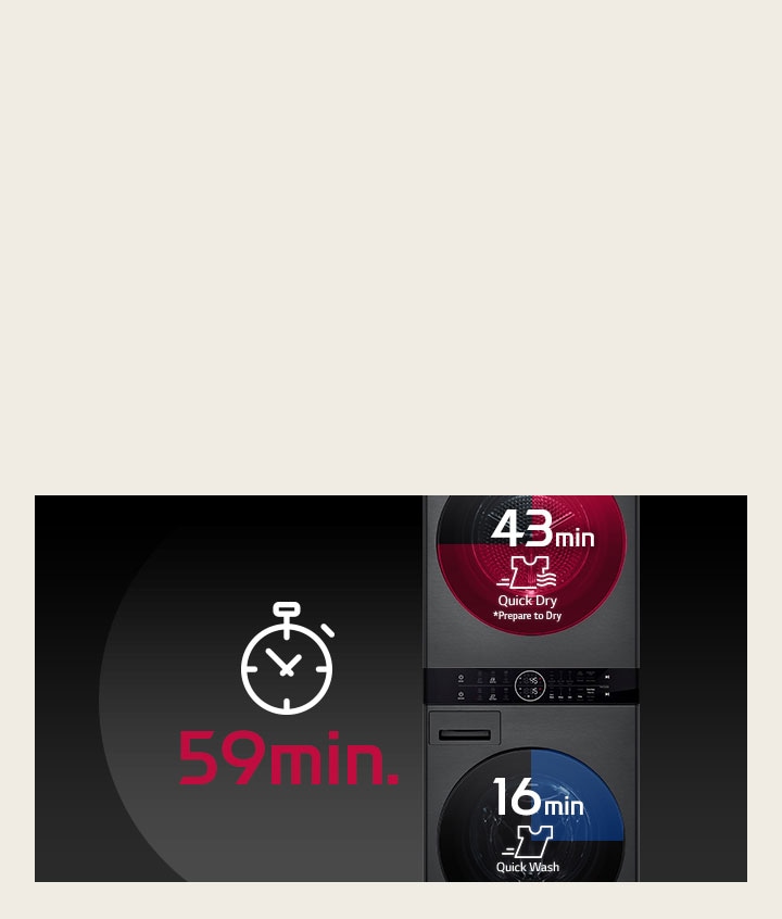 ''Lavadora de torre que ahorra tiempo lavando y secando al mismo tiempo