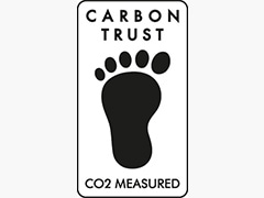 Muestra la etiqueta de certificación de huella de carbono obtenida para el aire acondicionado split de pared de LG Electronics.