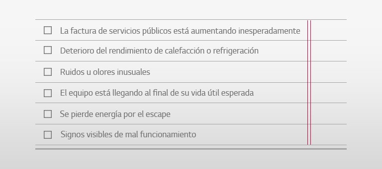 □ Utility Bills are Rising Unexpectedly □ Heating or Cooling performance deterioration □ Unusual Noises or Odors □ Equipment is Reaching the End of Its Expected Lifespan □ Energy is Being Lost Through the Exhaust □ Visible Signs of Malfunction