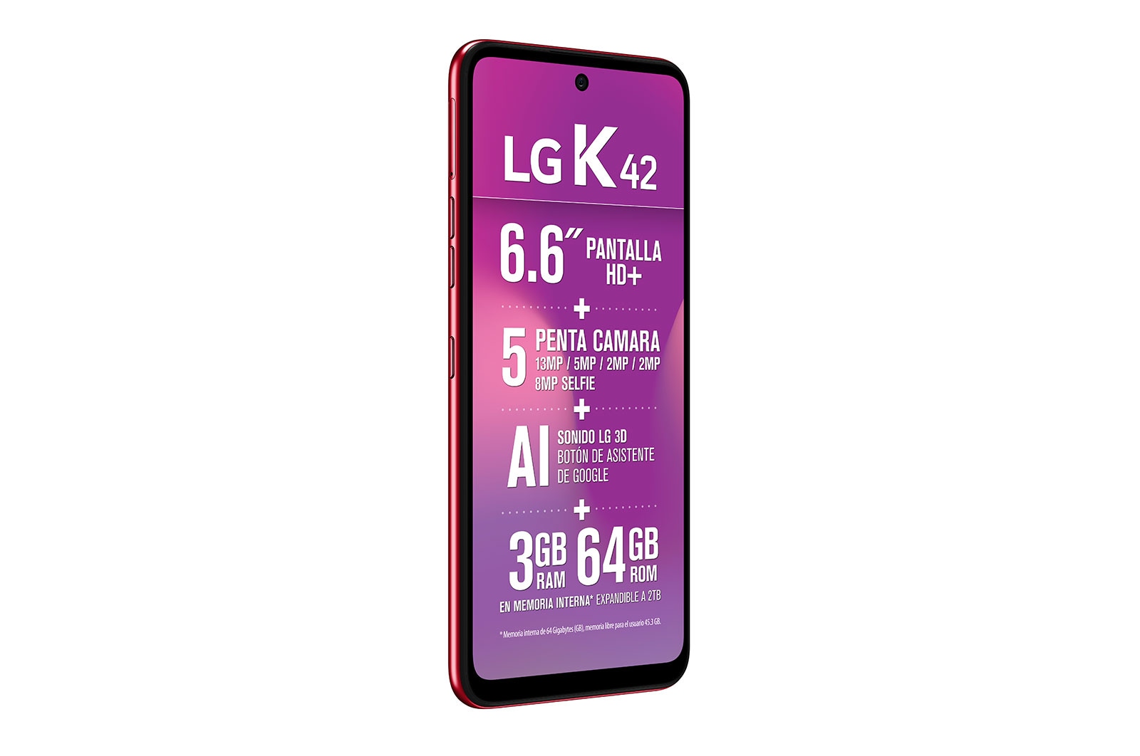 LG K42 I 6.6'' HD+ I Quad Cámera I 64GB, LMK420HM