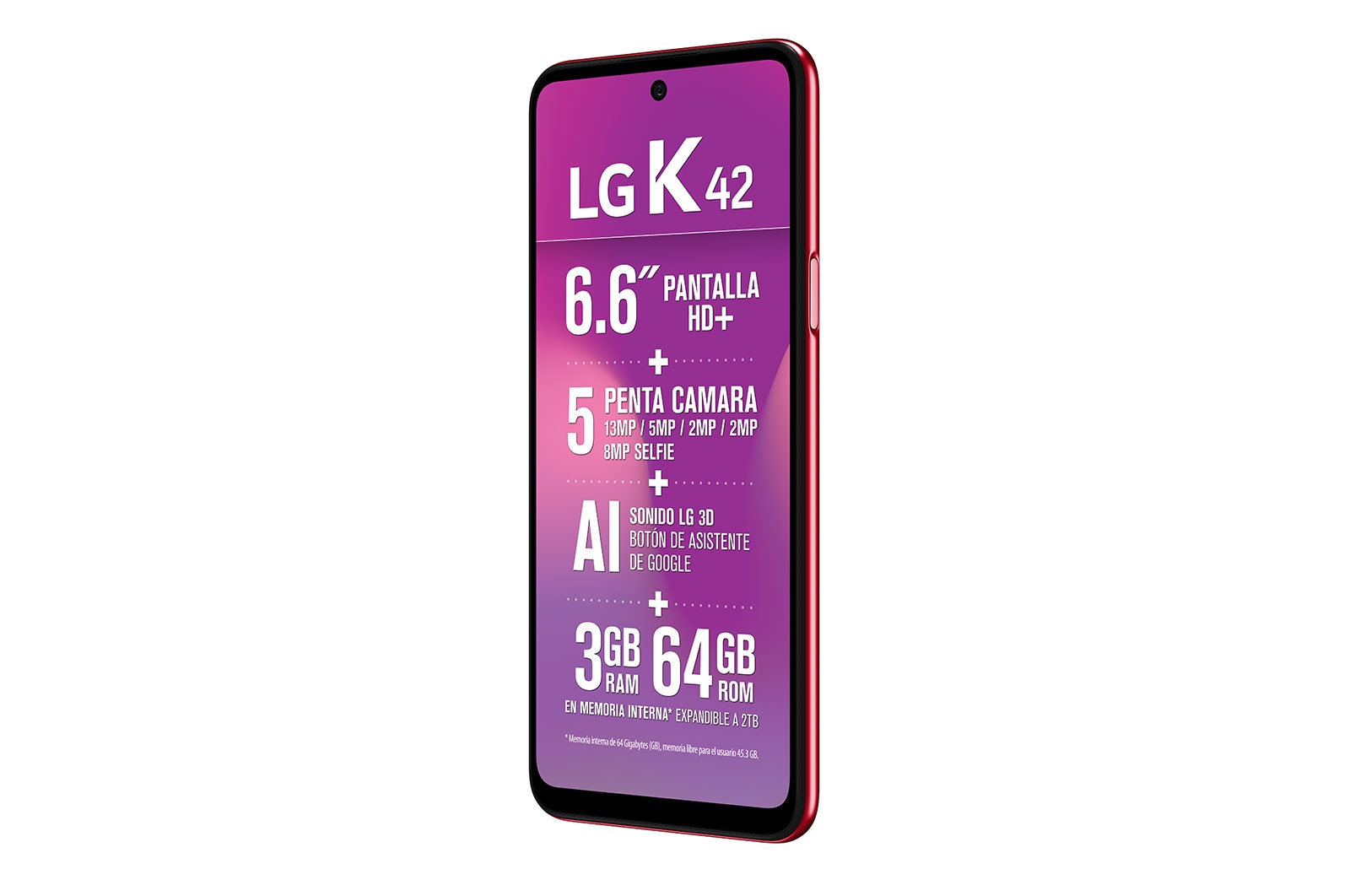 LG K42 I 6.6'' HD+ I Quad Cámera I 64GB, LMK420HM