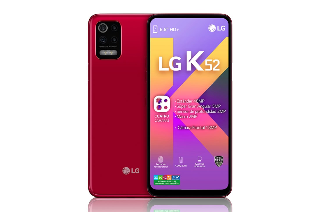 LG K52, 6.6'' HD+, Quad Cámara, 64GB - LMK520HM