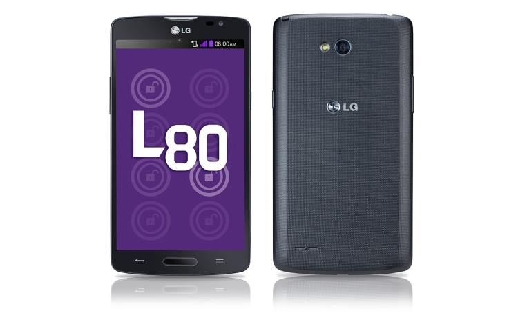 LG L80, smartphone con pantalla IPS de 5'', Android 4.4 Kit Kat, procesador Dual Core de 1.2 GHz, cámara de 8MP y batería de 2540mAh, color negro., LGD380