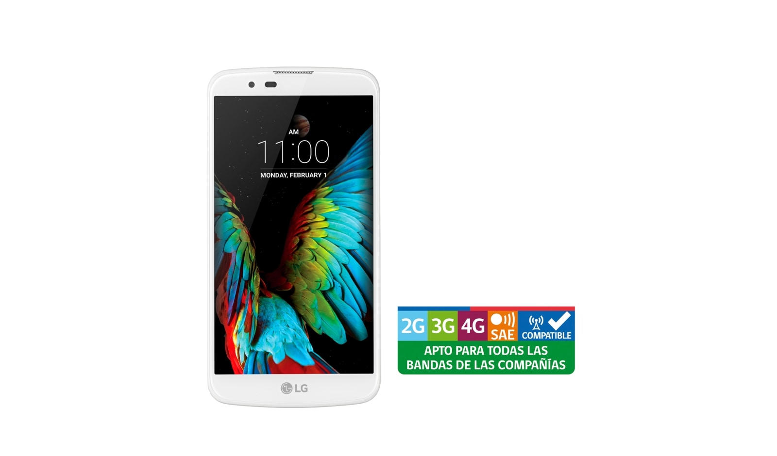 LG K10 con pantalla HD 5,3'' con tecnología IPS LCD, con cámara 13MP, cristal curvo y diseño redondeado, LG K10 Blanco