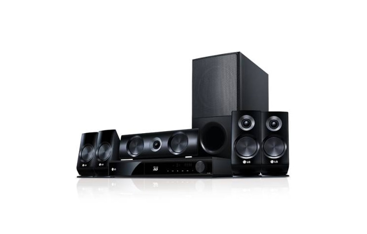 LG Blu-Ray Home Theater 3D de 1.100 W potencia, parlantes satélitales, con Full HD y Full Conectividad, HB906SB