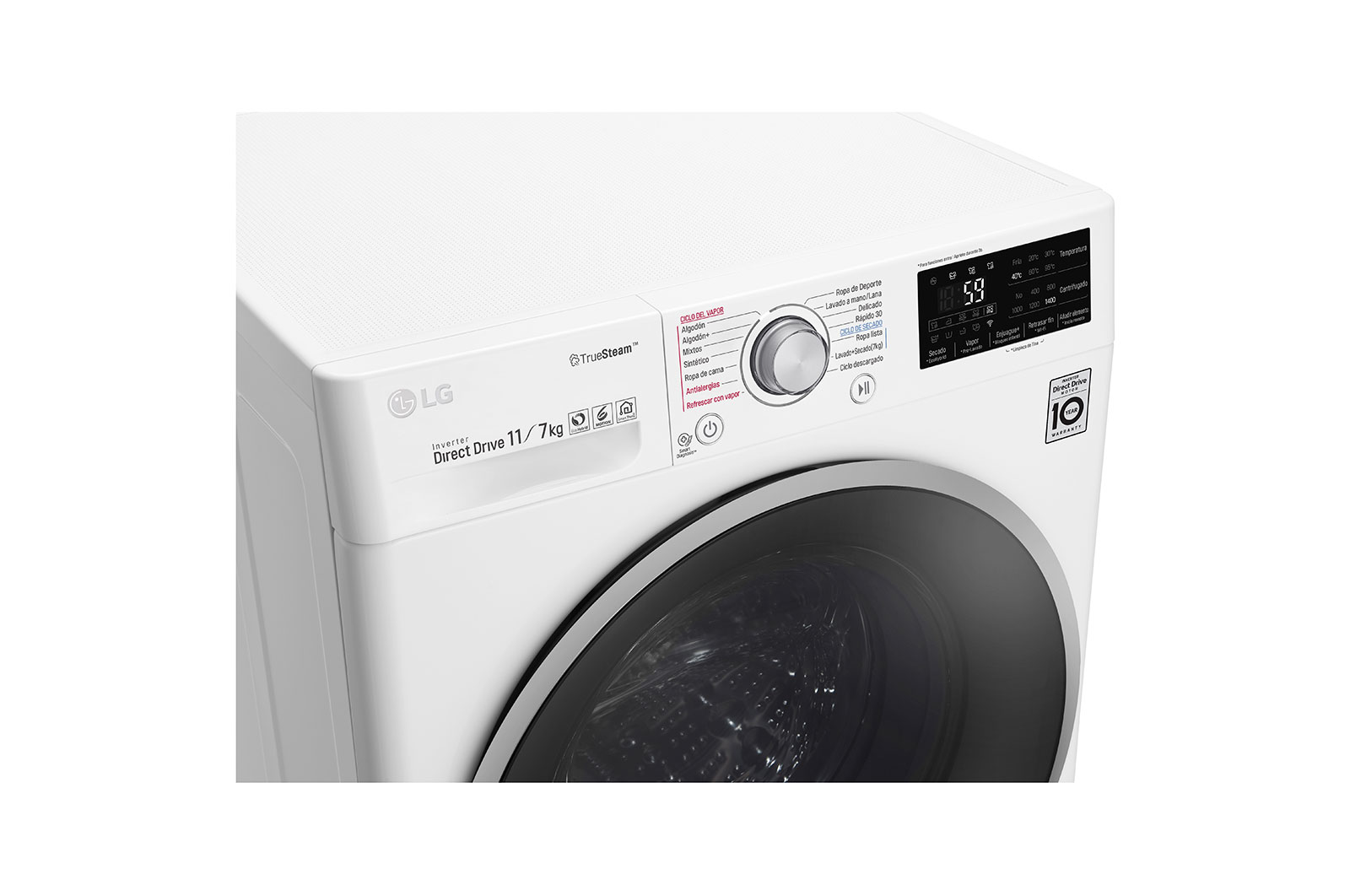 LG Lavadora-Secadora Carga Frontal con motor Inverter Direct Drive y capacidad total de 11 kilos de Lavado y 7 kilos de Secado, WD11WB4S6