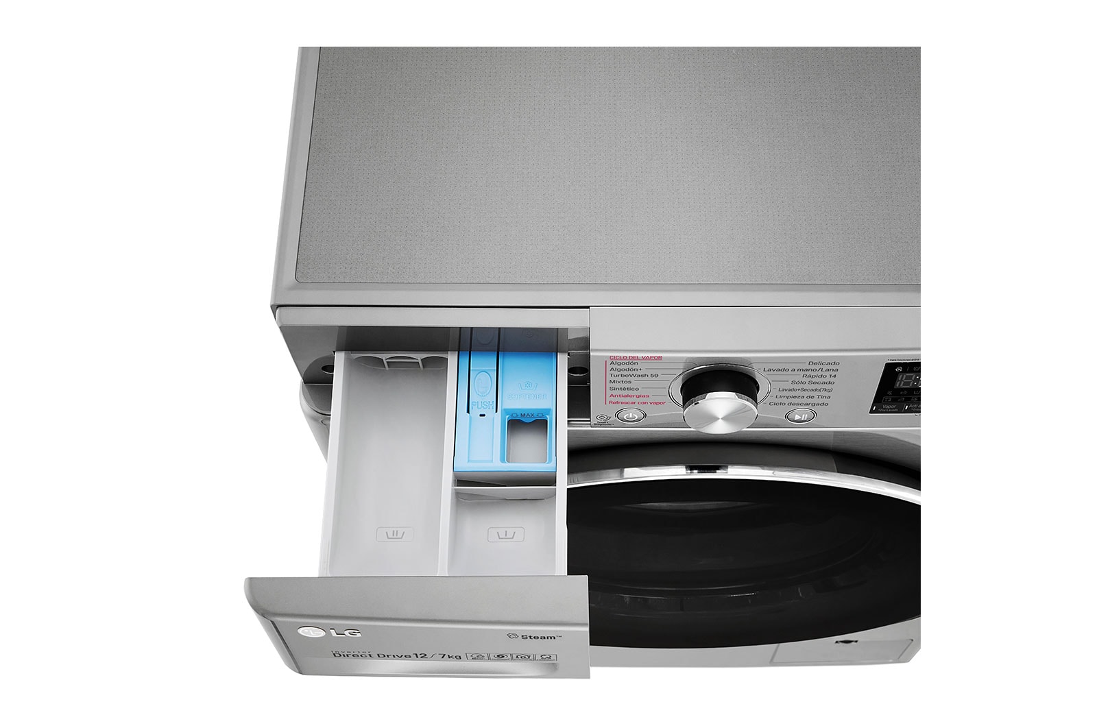 LG Lavadora-Secadora Carga Frontal con Tecnología Steam, motor Inverter Direct Drive y capacidad de 12 kilos de Lavado y 7 de Secado., WD12VVC3S6C