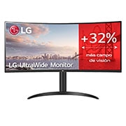 LG 34WP65C-B - Monitor Ultrapanorámico 21:9 LG UltraWide (Panel VA: 3440x1440, 160Hz, 300cd/m², 3000:1, sRGB>99%, curvo); AMD FreSync™ Premium; 5ms (1ms con MBR); HDR10; Estabilizador de Negros; Modo Lectura., 34WP65C-B