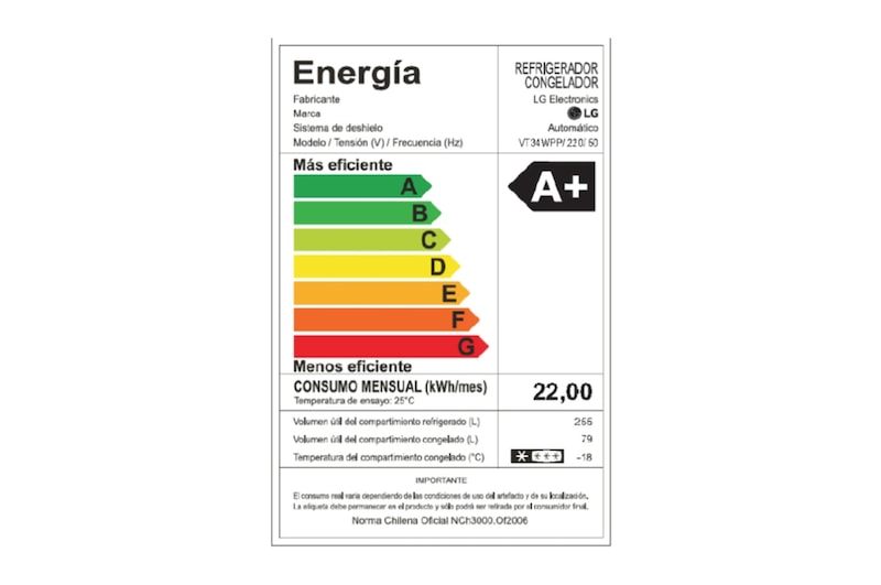 LG Refrigerador Top Freezer 334L Smart Inverter, VT34WPP