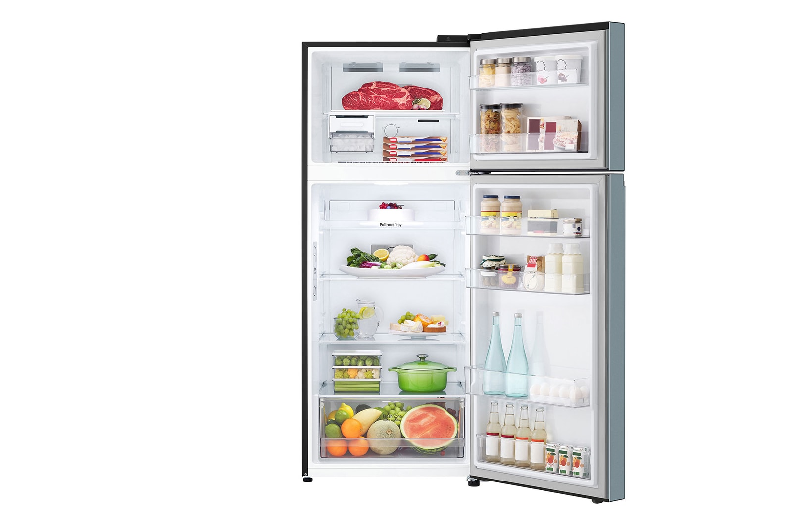 Front open door view with food