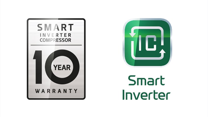 La imagen del compresor smart inverter 10 años de garantía.