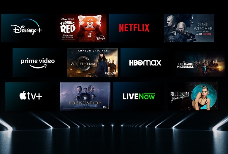 Una imagen muestra varios servicios OTT con sus respectivos programas al lado de cada logotipo.