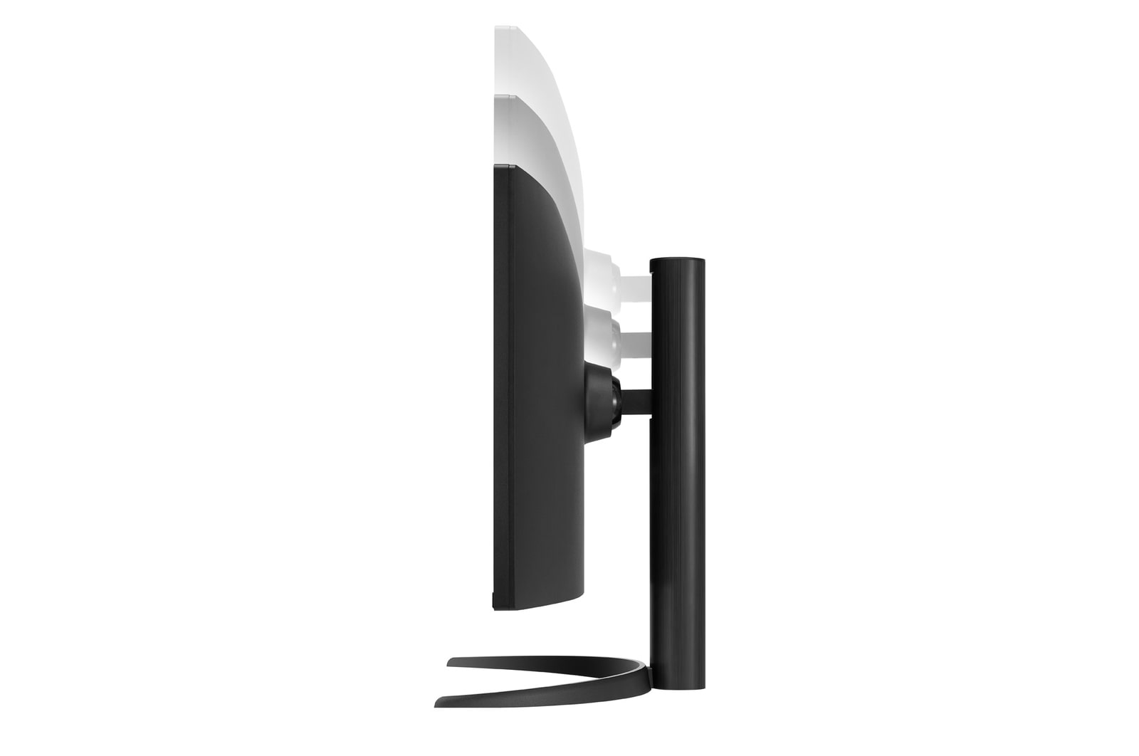 side view of the monitor moving downwards for height adjustment