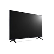 Slightly-angled right-facing side view of LG UHD TV, UT73