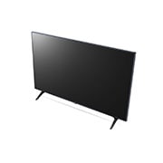 Slightly-angled left-facing side view of LG UHD TV, UT73