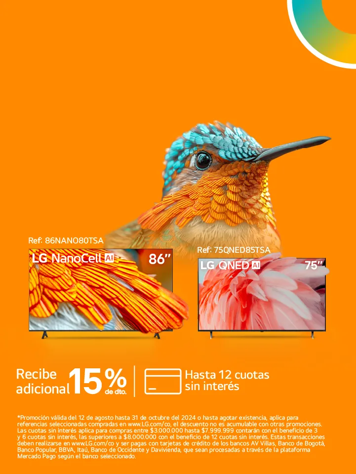 Descuentos en Televisores LG, Nanocell y QNED con un colibri