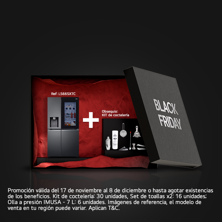 Productos LG más obsequios por compras en una caja de regalos