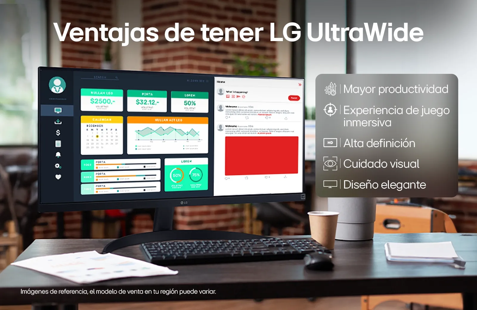 Monitor UltraWade LG Smart en escritorio ventajas