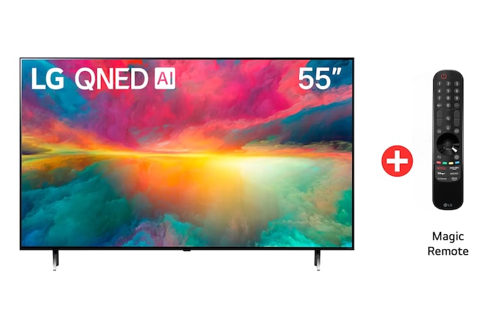Vista frontal Tv QNED AI 55", incluye Magic Remote